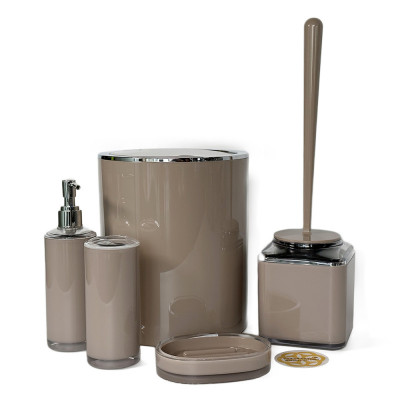 Будкрам купити Набір аксесуарів для ванної кімнати Baskili 5в1, мокко OKYANUS