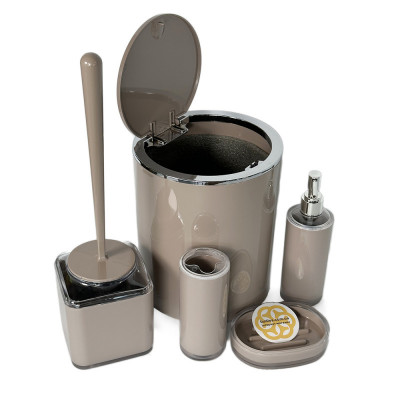 Будкрам купить Набор аксессуаров для ванной комнаты Baskili 5в1, мокко OKYANUS Набор аксессуаров для ванной комнаты Baskili 5в1, мокко OKYANUS 2