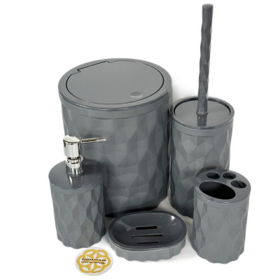 Будкрам купити Набір аксесуарів для ванної кімнати DIAMOND 5в1, антрацит 467-А OKYANUS