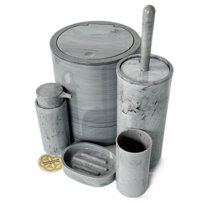 Будкрам купить Набор аксессуаров для ванной комнаты Round 5в1, круглый, мрамор OKYANUS Набор аксессуаров для ванной комнаты Round 5в1, круглый, мрамор OKYANUS 4