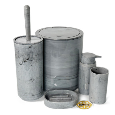 Будкрам купити Набір аксесуарів для ванної кімнати Round 5в1, круглий, мармур OKYANUS