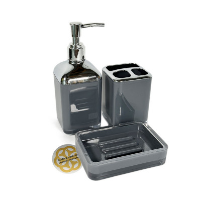 Будкрам купить Набор аксессуаров для ванной комнаты Baskili 5в1, антрацит  OKYANUS Набор аксессуаров для ванной комнаты Baskili 5в1, антрацит  OKYANUS 3