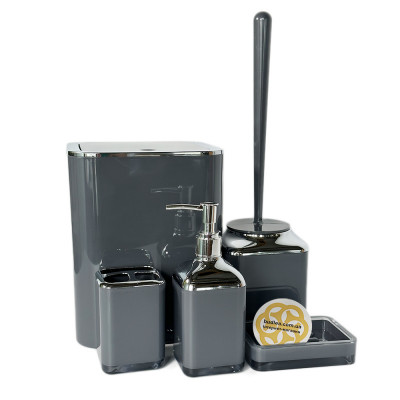 Будкрам купити Набір аксесуарів для ванної кімнати Baskili 5в1, антрацит OKYANUS