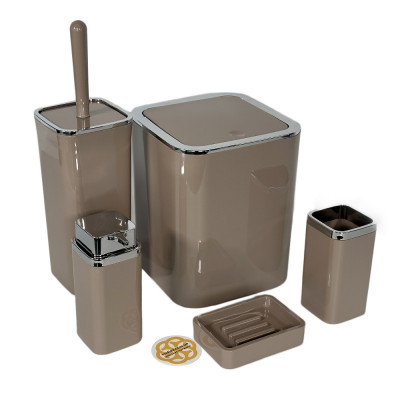 Будкрам купить Набор аксессуаров для ванной комнаты Kare 5в1, мокко OKYANUS Набор аксессуаров для ванной комнаты Kare 5в1, мокко OKYANUS 2