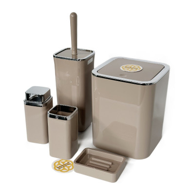 Будкрам купити Набір аксесуарів для ванної кімнати Kare 5в1, мокко OKYANUS