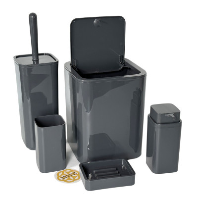 Будкрам купить Набор аксессуаров для ванной комнаты Kare 5в1, антрацит OKYANUS Набор аксессуаров для ванной комнаты Kare 5в1, антрацит OKYANUS 3