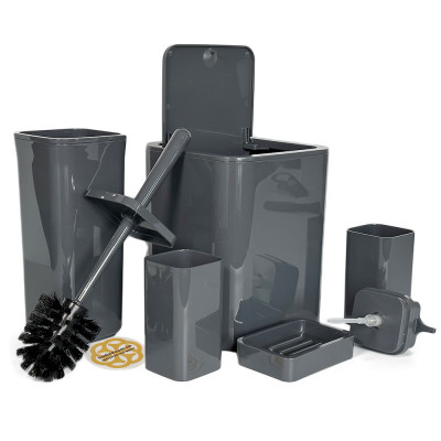 Будкрам купить Набор аксессуаров для ванной комнаты Kare 5в1, антрацит OKYANUS Набор аксессуаров для ванной комнаты Kare 5в1, антрацит OKYANUS 2