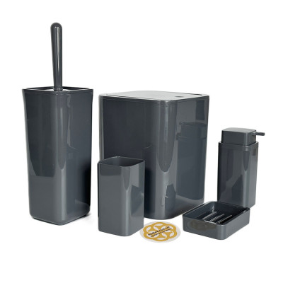 Будкрам купити Набір аксесуарів для ванної кімнати Kare 5в1, антрацит OKYANUS