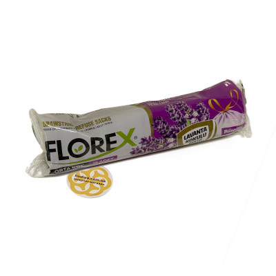 Будкрам купить Мусорные пакеты с затяжкой 40 Л, 40 мкм, рулон 15 шт, фиолетовый, аромат лаванда Sanpreis