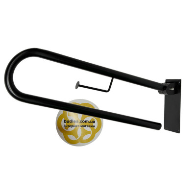 Будкрам купить Поручень для инвалидов откидной настенный с держателем, D32 нержавеющая сталь, черный Efor Поручень для инвалидов откидной настенный с держателем, D32 нержавеющая сталь, черный Efor 3