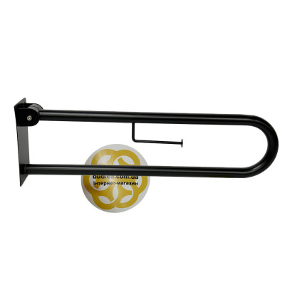 Будкрам купить Поручень для инвалидов откидной настенный с держателем, D32 нержавеющая сталь, черный Efor Поручень для инвалидов откидной настенный с держателем, D32 нержавеющая сталь, черный Efor 2
