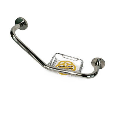 Будкрам купити Поручень для ванної, кутовий з мильницею, 18х50х10 см, діаметр 19 мм Sanpreis