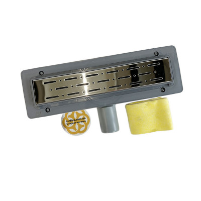 Будкрам купить Душевой трап  PRIME LINE 33 см,  горизонтальный, решётка дождь, с мембраной Sanpreis