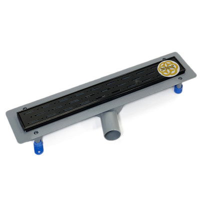 Будкрам купити Душовий трап PRIME LEGAL 50 см, горизонтальний, поворотний сифон, чорні ґрати, дощ Sanpreis