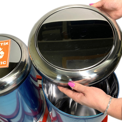 Будкрам купити Контейнери для сміття 3 в 1, нержавіюча сталь, з поворотною кришкою Sanpreis Контейнери для сміття 3 в 1, нержавіюча сталь, з поворотною кришкою Sanpreis 4