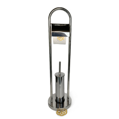 Будкрам купить Ершик для унитаза напольный с держателем для туалетной бумаги, нержавеющая сталь Sanpreis