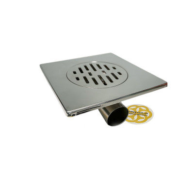 Будкрам купити Душовий трап SLIM 20х20 см, нержавіюча сталь, горизонтальний, гідрозатвор Sanpreis