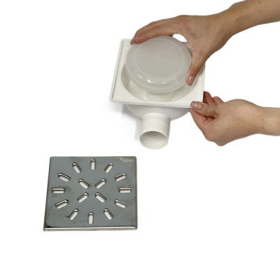 Будкрам купить Душевой трап 15х15 см, горизонтальный DN50, сухой затвор, с решеткой из  нержавеющей стали Maxiflow Душевой трап 15х15 см, горизонтальный DN50, сухой затвор, с решеткой из  нержавеющей стали Maxiflow 3