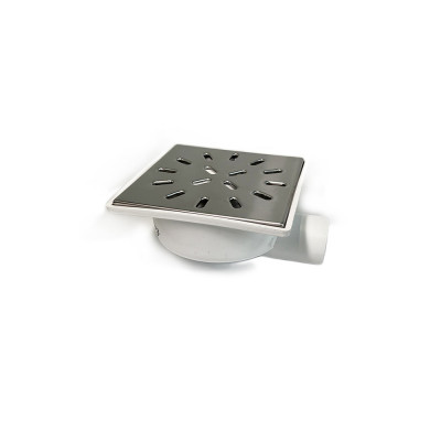 Будкрам купить Душевой трап 15х15 см, горизонтальный DN50, сухой затвор, с решеткой из  нержавеющей стали Maxiflow