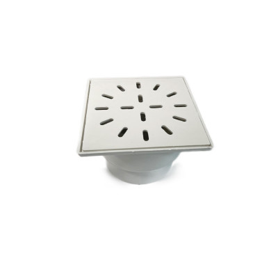 Будкрам купить Душевой трап 15х15 см, вертикальный выход DN110, сухой затвор, с пластиковой решеткой  Maxiflow