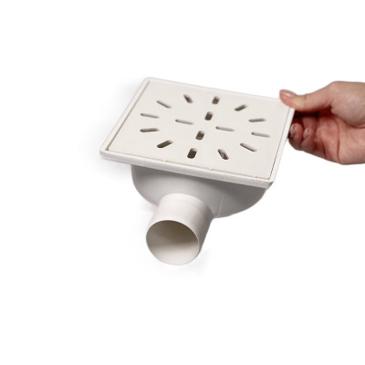 Будкрам купить Душевой трап 15х15 см, горизонтальный выход DN50, сухой затвор, с пластиковой решеткой  Maxiflow