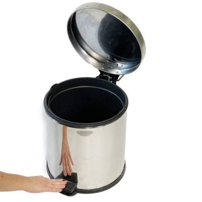 Будкрам купить Мусорное ведро с педалью 12Л, нержавеющая сталь, микролифт, хром Sanpreis Мусорное ведро с педалью 12Л, нержавеющая сталь, микролифт, хром Sanpreis 3