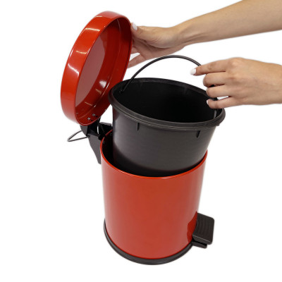 Будкрам купить Мусорное ведро с педалью 3Л, нержавеющая сталь, красный Sanpreis Мусорное ведро с педалью 3Л, нержавеющая сталь, красный Sanpreis 4