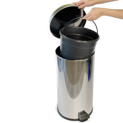 Будкрам купить Мусорное ведро с педалью 40Л, нержавеющая сталь, хром Sanpreis Мусорное ведро с педалью 40Л, нержавеющая сталь, хром Sanpreis 3