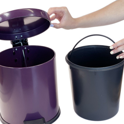 Будкрам купить Мусорное ведро с педалью 5Л, нержавеющая сталь, фиолетовый Sanpreis Мусорное ведро с педалью 5Л, нержавеющая сталь, фиолетовый Sanpreis 3