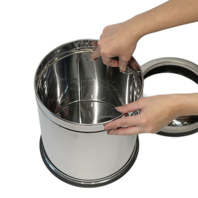 Будкрам купить Мусорное ведро без крышки 12Л с прижимным ободком, нержавеющая сталь, хром Sanpreis Мусорное ведро без крышки 12Л с прижимным ободком, нержавеющая сталь, хром Sanpreis 4