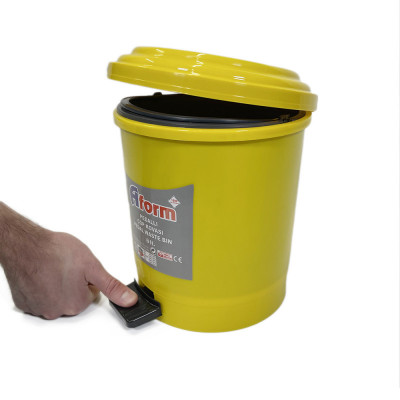 Будкрам купить Пластиковое ведро для мусора с педалью на 6Л, желтое Afacan Plastik Пластиковое ведро для мусора с педалью на 6Л, желтое Afacan Plastik 2