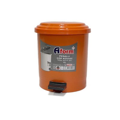 Будкрам купити Пластикове відро для сміття з педаллю на 6Л, помаранчеве Afacan Plastik