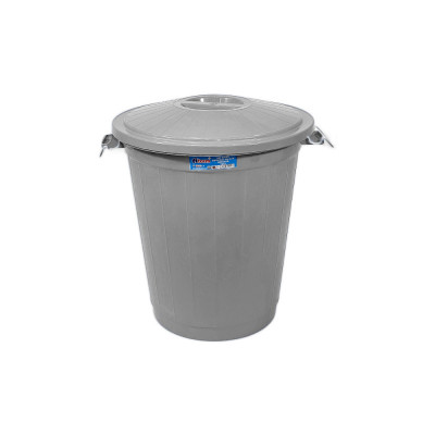 Будкрам купить Пластиковый мусорный бак с крышкой, объем 70 Л, серый  Afacan Plastik
