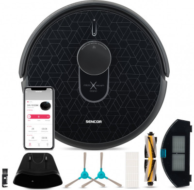 Будкрам купити Sencor Робот-пилосос Sencor , 400Вт, h=9.8см, пил - 0.45л, вода - 0.24л, автон. робота до 120хв, вага-2.5кг, НЕРА, чорний