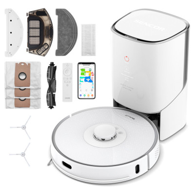 Будкрам купити Sencor Робот-пилосос, 400Вт, h=9,8см, вологе прибирання, конт пил -0,45л, вода -0,24л, НЕРА, білий