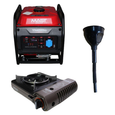 Будкрам купити Інверторний генератор MAST GROUP YH4000io + газова плитка Orcamp CK-505 та лійка в подарунок