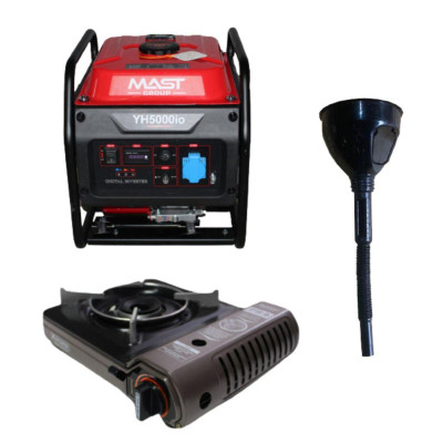 Будкрам купити Інверторний генератор MAST GROUP YH5000io + газова плитка Orcamp CK-505 та лійка в подарунок