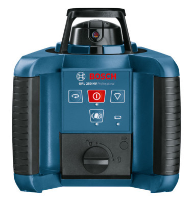 Будкрам купить Bosch Нивелир лазерный ротационный Professional GRL 250 HV, 30м/з приймачем 125м, ±0.1мм/м, 150/300/600 об/мин, IP54, 1.8кг, кейс, пульт RC1, очки, мишень