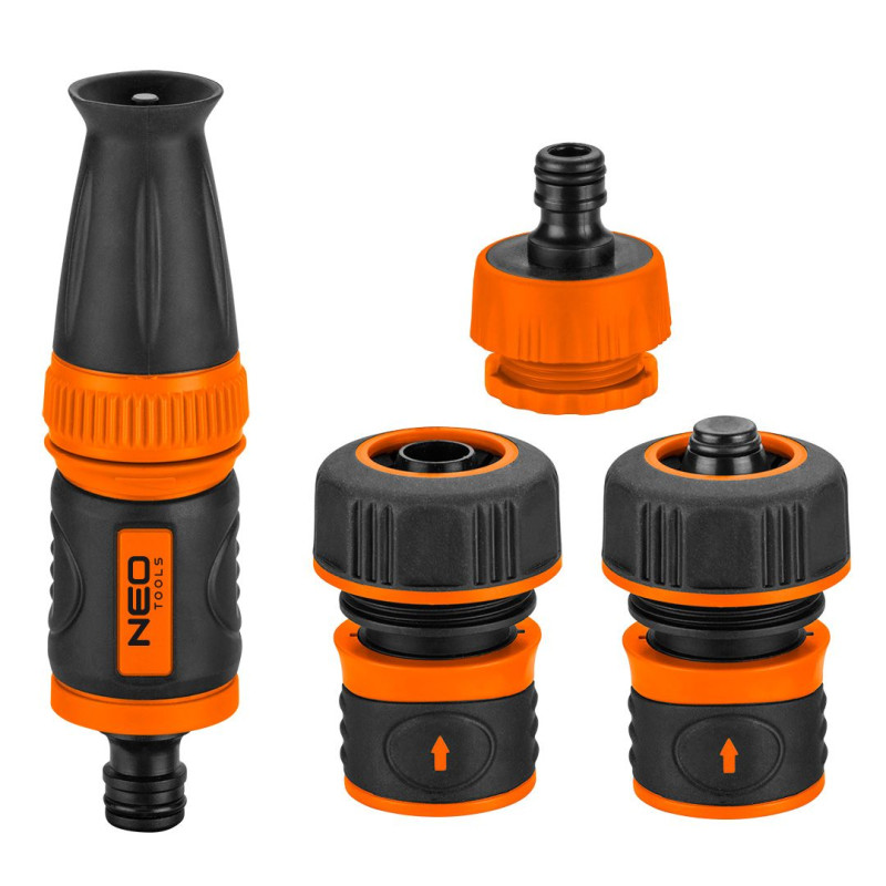 Будкрам купить Neo Tools Набор для полива 3/4", ороситель ручной прямой, 2 коннектора для шланга, коннектор для крана 3/4"-1"