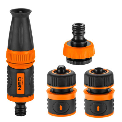 Будкрам купить Neo Tools Набор для полива 1/2", ороситель ручной прямой, 2 коннектора для шланга, коннектор для крана 1/2"-3/4"