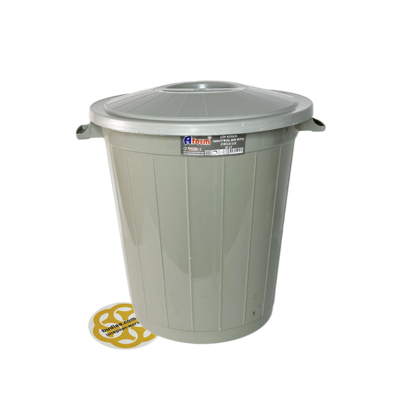 Будкрам купить Пластиковый мусорный бак с крышкой, объем 30 Л, серый Afacan Plastik