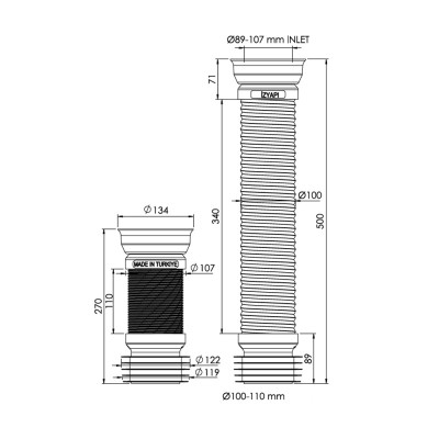 Будкрам купить Соединение для унитаза гофрированное Ø100х500 мм Sanpreis Соединение для унитаза гофрированное Ø100х500 мм Sanpreis 2