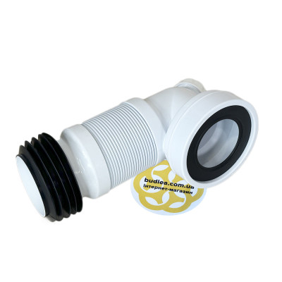 Будкрам купить Соединение для унитаза гофрированное Ø100х460 мм, угол 90 с отводом Ø40 мм Sanpreis