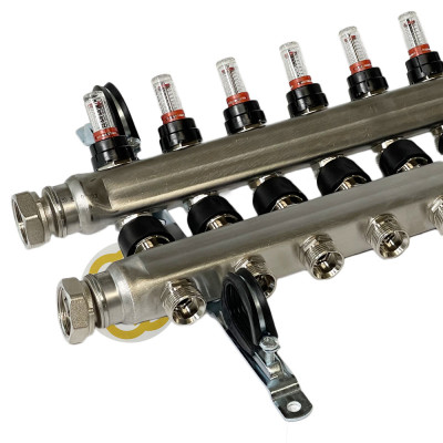 Будкрам купить Стальной коллектор с расходомерами 7 контуров  Smart S  Ø1 НГ x 7 х 3/4″ Uponor Uponor