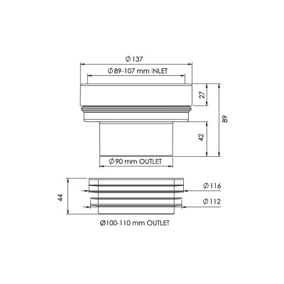 Будкрам купити Манжета для унітазу Ø100/110 мм, пластик Sanpreis Манжета для унітазу Ø100/110 мм, пластик Sanpreis 2