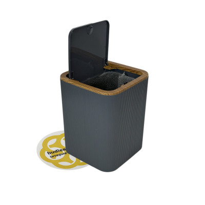 Будкрам купить Набор аксессуаров для ванной комнаты STELLA 5в1, квадратный, антрацит с ободком дерево OKYANUS Набор аксессуаров для ванной комнаты STELLA 5в1, квадратный, антрацит с ободком дерево OKYANUS 3