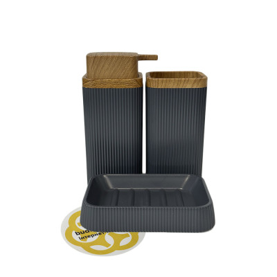 Будкрам купить Набор аксессуаров для ванной комнаты STELLA 5в1, квадратный, антрацит с ободком дерево OKYANUS Набор аксессуаров для ванной комнаты STELLA 5в1, квадратный, антрацит с ободком дерево OKYANUS 7