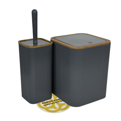 Будкрам купить Набор аксессуаров для ванной комнаты STELLA 5в1, квадратный, антрацит с ободком дерево OKYANUS Набор аксессуаров для ванной комнаты STELLA 5в1, квадратный, антрацит с ободком дерево OKYANUS 6