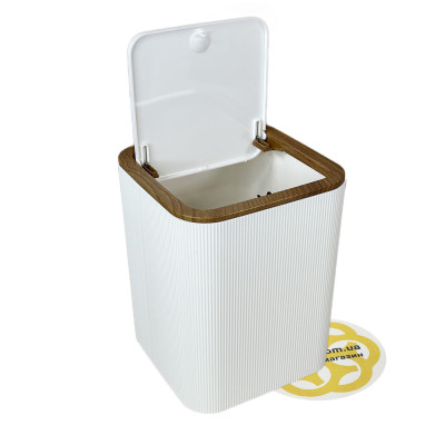 Будкрам купити Набір аксесуарів для ванної кімнати STELLA 5в1, білий з обідком дерево OKYANUS Набір аксесуарів для ванної кімнати STELLA 5в1, білий з обідком дерево OKYANUS 5