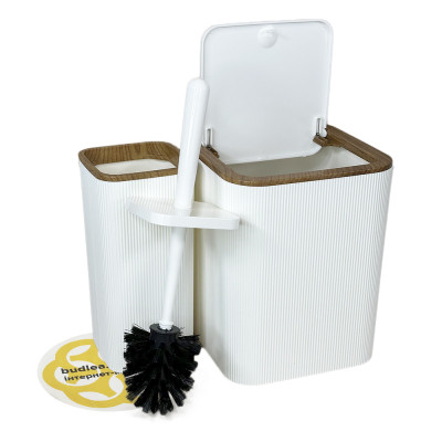 Будкрам купити Набір аксесуарів для ванної кімнати STELLA 5в1, білий з обідком дерево OKYANUS Набір аксесуарів для ванної кімнати STELLA 5в1, білий з обідком дерево OKYANUS 7